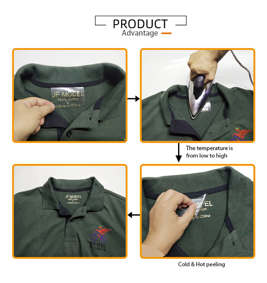 Fast custom T-shirt neck tags swimwear care label tagless iron on clothing heat transfeimg (2)