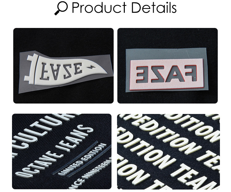 3D silicone heat transfer sticker labels for clothingdeail